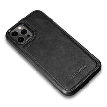 Заредете изображение във визуализатора на галерията – iCarer Leather Oil Wax case covered with natural leather for iPhone 12 Pro Max black (ALI1206-BK) - TopMag
