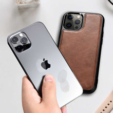 Заредете изображение във визуализатора на галерията – iCarer Leather Oil Wax case covered with natural leather for iPhone 12 Pro Max black (ALI1206-BK) - TopMag
