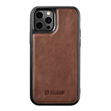 Заредете изображение във визуализатора на галерията – iCarer Leather Oil Wax case covered with natural leather for iPhone 12 Pro / iPhone 12 brown (ALI1205-BN) - TopMag
