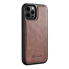 Заредете изображение във визуализатора на галерията – iCarer Leather Oil Wax case covered with natural leather for iPhone 12 Pro / iPhone 12 brown (ALI1205-BN) - TopMag
