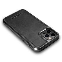 Заредете изображение във визуализатора на галерията – iCarer Leather Oil Wax case covered with natural leather for iPhone 12 Pro / iPhone 12 black (ALI1205-BK) - TopMag
