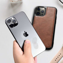 Заредете изображение във визуализатора на галерията – iCarer Leather Oil Wax case covered with natural leather for iPhone 12 Pro / iPhone 12 black (ALI1205-BK) - TopMag
