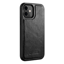 Заредете изображение във визуализатора на галерията – iCarer Leather Oil Wax case covered with natural leather for iPhone 12 mini black (ALI1204-BK) - TopMag
