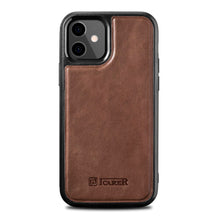 Заредете изображение във визуализатора на галерията – iCarer Leather Oil Wax case covered with natural leather for iPhone 12 mini brown (ALI1204-BN) - TopMag
