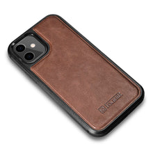 Заредете изображение във визуализатора на галерията – iCarer Leather Oil Wax case covered with natural leather for iPhone 12 mini brown (ALI1204-BN) - TopMag

