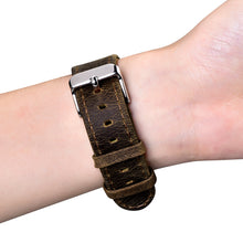 Заредете изображение във визуализатора на галерията – iCarer Leather Crazy Horse wristband genuine leather strap for Watch 3 38mm / Watch 2 38mm / Watch 1 38mm brown (RIW115-BN（38）) - TopMag
