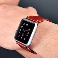 Заредете изображение във визуализатора на галерията – iCarer Leather Vintage wristband genuine leather strap for Watch 3 42mm / Watch 2 42mm / Watch 1 42mm dark blue (RIW118-DB) - TopMag
