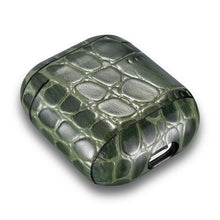 Заредете изображение във визуализатора на галерията – iCarer Leather Crocodile natural leather case for AirPods 2 / AirPods 1 green (WMAP008-GN) - TopMag
