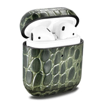 Заредете изображение във визуализатора на галерията – iCarer Leather Crocodile natural leather case for AirPods 2 / AirPods 1 green (WMAP008-GN) - TopMag

