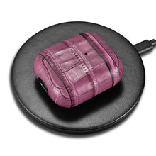 Заредете изображение във визуализатора на галерията – iCarer Leather Bamboo natural leather case for AirPods 2 / AirPods 1 purple (WMAP009-PE) - TopMag
