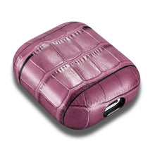 Заредете изображение във визуализатора на галерията – iCarer Leather Bamboo natural leather case for AirPods 2 / AirPods 1 purple (WMAP009-PE) - TopMag
