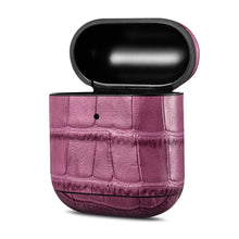 Заредете изображение във визуализатора на галерията – iCarer Leather Bamboo natural leather case for AirPods 2 / AirPods 1 purple (WMAP009-PE) - TopMag
