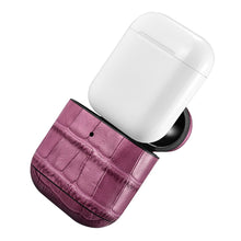 Заредете изображение във визуализатора на галерията – iCarer Leather Bamboo natural leather case for AirPods 2 / AirPods 1 purple (WMAP009-PE) - TopMag
