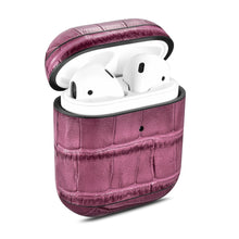 Заредете изображение във визуализатора на галерията – iCarer Leather Bamboo natural leather case for AirPods 2 / AirPods 1 purple (WMAP009-PE) - TopMag
