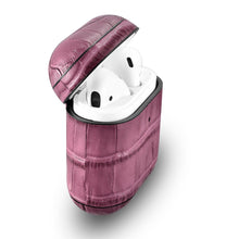 Заредете изображение във визуализатора на галерията – iCarer Leather Bamboo natural leather case for AirPods 2 / AirPods 1 purple (WMAP009-PE) - TopMag
