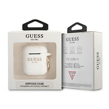 Заредете изображение във визуализатора на галерията – Guess GUA2SGGEH AirPods cover biały/white Silicone Glitter - TopMag
