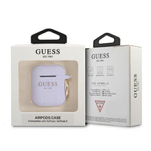 Заредете изображение във визуализатора на галерията – Guess GUA2SGGEU AirPods cover purpurowy/purple Silicone Glitter - TopMag
