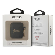 Заредете изображение във визуализатора на галерията – Guess GUA2SSSK AirPods cover czarny/black Silicone Vintage Script - TopMag
