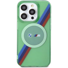 Заредете изображение във визуализатора на галерията – BMW M Tricolor Stripes MagSafe case for iPhone 15 Pro - green
