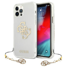 Заредете изображение във визуализатора на галерията – Guess GUHCP12LKS4GGO iPhone 12 Pro Max 6,7&quot; Transparent hardcase 4G Gold Charms Collection - TopMag
