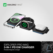 Заредете изображение във визуализатора на галерията – Amazing Thing Induction charger Magsafe Explorer Pro Mag 3 in 1 EP3IN1SET - 15W with Type C to Type C cable black
