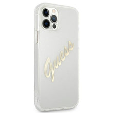 Заредете изображение във визуализатора на галерията – Guess GUHCP12LKTRSVGO iPhone 12 Pro Max 6,7" Transparent hardcase Vintage Script Gold - TopMag
