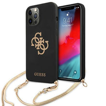 Заредете изображение във визуализатора на галерията – Guess GUHCP12LLSC4GBK iPhone 12 Pro Max 6,7" czarny/black hardcase 4G Gold Chain Collection - TopMag
