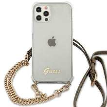 Заредете изображение във визуализатора на галерията – Guess GUHCP12MKC4GSGO iPhone 12/12 Pro 6,1" Transparent hardcase 4G Gold Chain - TopMag
