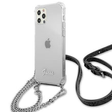Заредете изображение във визуализатора на галерията – Guess GUHCP12MKC4GSSI iPhone 12/12 Pro 6,1" Transparent hardcase 4G Silver Chain - TopMag
