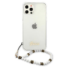 Заредете изображение във визуализатора на галерията – Guess GUHCP12MKPSWH iPhone 12/12 Pro 6,1" Transparent hardcase White Pearl - TopMag
