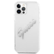 Заредете изображение във визуализатора на галерията – Guess GUHCP12MKTRSVSI iPhone 12/12 Pro 6,1" Transparent hardcase Vintage Script Silver - TopMag
