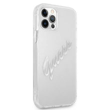 Заредете изображение във визуализатора на галерията – Guess GUHCP12MKTRSVSI iPhone 12/12 Pro 6,1" Transparent hardcase Vintage Script Silver - TopMag
