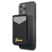 Заредете изображение във визуализатора на галерията – Guess Wallet Card Slot GUWMSSASLBK MagSafe Saffiano czarny/black - TopMag
