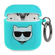 Заредете изображение във визуализатора на галерията – Karl Lagerfeld KLA2UCHFL AirPods cover niebieski/blue Choupette - TopMag
