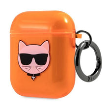 Заредете изображение във визуализатора на галерията – Karl Lagerfeld KLA2UCHFO AirPods cover pomarańczowy/orange Choupette - TopMag

