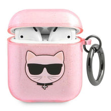 Заредете изображение във визуализатора на галерията – Karl Lagerfeld KLA2UCHGP AirPods cover różowy/pink Glitter Choupette - TopMag
