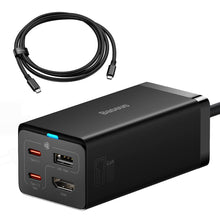 Заредете изображение във визуализатора на галерията – Baseus fast charger GaN5 Pro HUB HDMI 2 x USB-C / USB-A / HDMI 4K 30Hz 1.5m black + USB-C cable - USB-C 100W 40Gb/s (USB4) 1m (CCGP110201)

