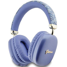 Заредете изображение във визуализатора на галерията – Guess GCube Metallic Script Logo Bluetooth on-ear headphones - purple
