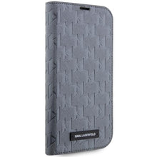 Заредете изображение във визуализатора на галерията – Karl Lagerfeld KLBKP14XSAKLHPG iPhone 14 Pro Max 6.7" bookcase silver/silver Saffiano Monogram
