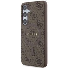 Заредете изображение във визуализатора на галерията – Guess 4G Collection Leather Metal Logo MagSafe case for Samsung Galaxy S24+ - brown

