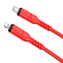 Заредете изображение във визуализатора на галерията – HOCO cable Type C to iPhone Lightning 8-pin PD 20W VICTORY X59 2m red
