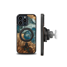 Заредете изображение във визуализатора на галерията – Wood and Resin Case for iPhone 13 Pro MagSafe Bewood Unique Planet Earth - Blue-Green
