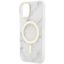 Заредете изображение във визуализатора на галерията – Original Case GUESS hardcase Marble MagSafe GUHMP14SPCUMAH for Iphone 14 white
