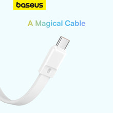 Заредете изображение във визуализатора на галерията – Baseus Magnetic Mini MagSafe 10000mAh 30W powerbank with built-in Lightning cable - white + Baseus Simple Series USB-C - USB-C 60W 0.3m cable
