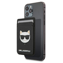 Заредете изображение във визуализатора на галерията – Karl Lagerfeld KLWMSCHSFBK Wallet Card Slot Saffiano Choupette Head MagSafe czarny/black - TopMag
