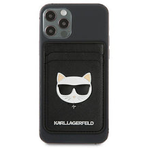 Заредете изображение във визуализатора на галерията – Karl Lagerfeld KLWMSCHSFBK Wallet Card Slot Saffiano Choupette Head MagSafe czarny/black - TopMag
