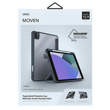 Заредете изображение във визуализатора на галерията – UNIQ etui Moven iPad Pro 12,9" (2021) Antimicrobial szary/charcoal grey - TopMag
