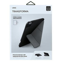 Заредете изображение във визуализатора на галерията – UNIQ etui Transforma iPad Pro 12,9" (2021) Antimicrobial czarny/ebony black - TopMag
