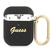 Заредете изображение във визуализатора на галерията – Guess GUA2SASMK AirPods cover czarny/black Saffiano Script Metal Collection - TopMag
