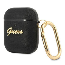 Заредете изображение във визуализатора на галерията – Guess GUA2SASMK AirPods cover czarny/black Saffiano Script Metal Collection - TopMag
